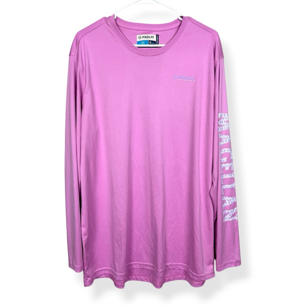 Magellan Fish Gear Top Womens Size 1X Boyfriend Fit Pink Moisture Wicking
